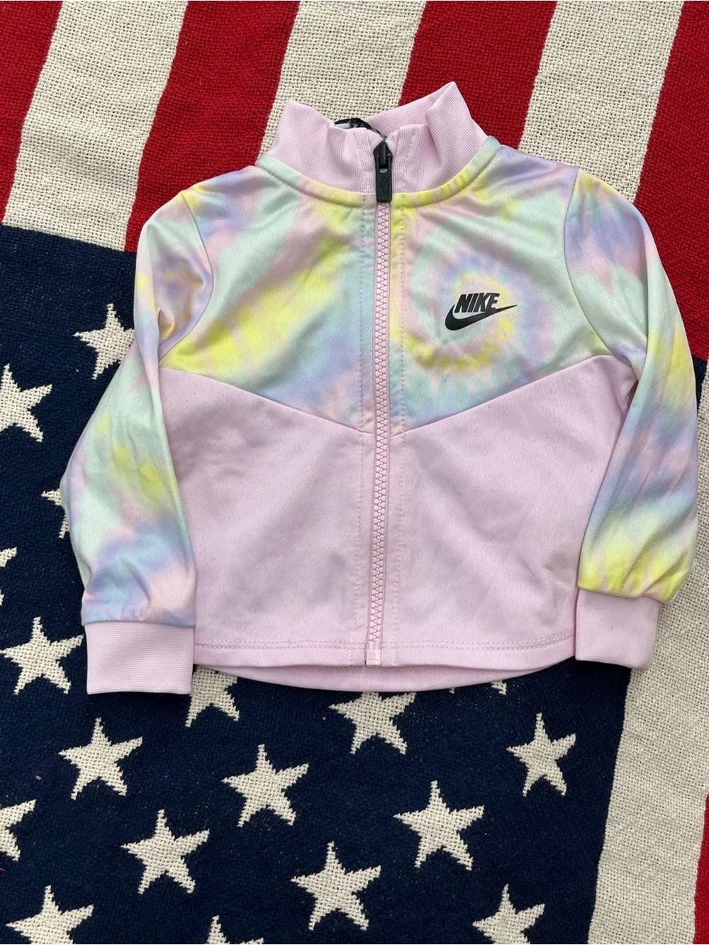 Nike Pastel Tie-Dye Zip Track Jacket Pink & Multicolor Girls Size 12 Months